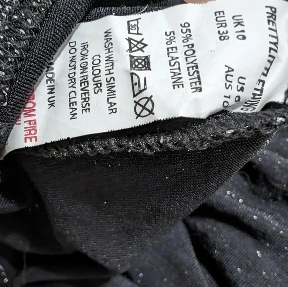 PrettyLittleThing Black Glitter Mini Dress - Picture 8 of 9